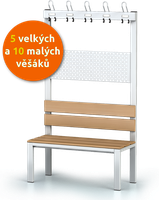 Šatní lavice s věšáky (5 velkých a 10 malých)