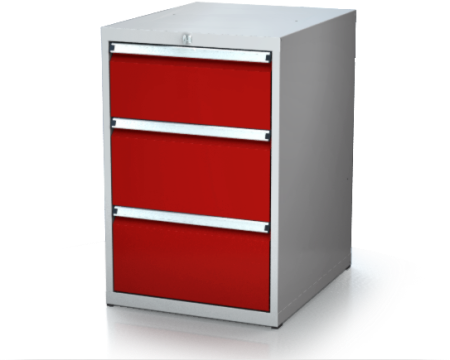 Kovový dílenský kontejner se 3 zásuvkami, výška 840 mm