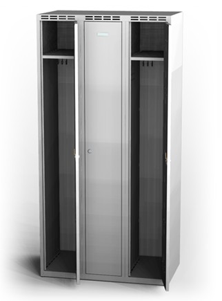 Šatní skříňka Aldop - dvouplášťové dveře, šířka / počet oddělení: 300 mm / 3 - náhled