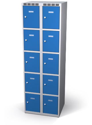Šatní skříňka s boxy Aldop - dvouplášťové dveře, 10 boxů (2 oddělení)